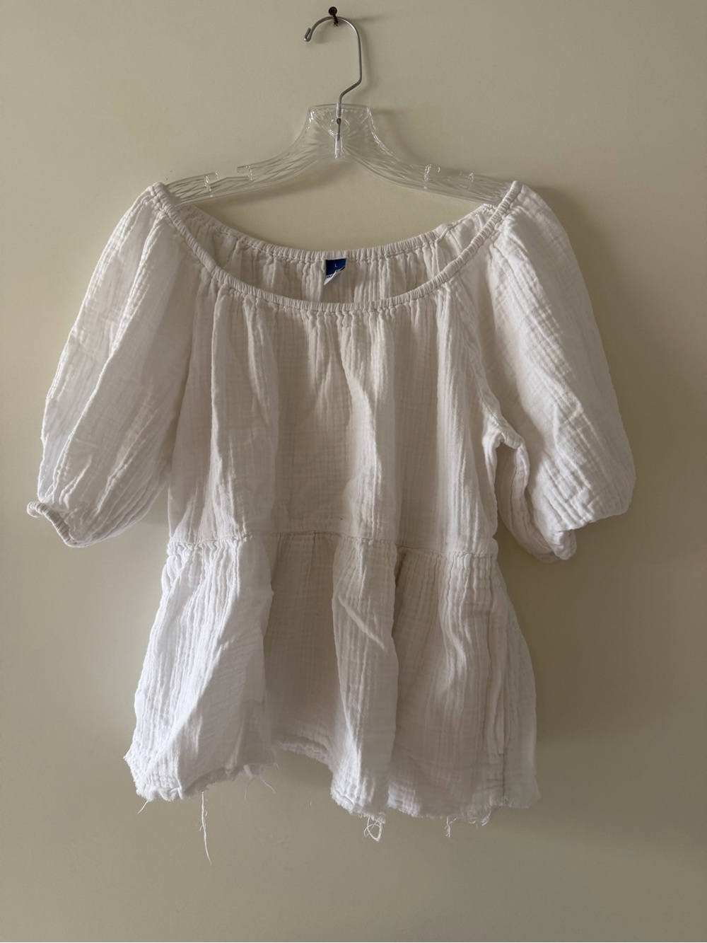 Old Navy White Off-Shoulder Cotton Gauze Peasant Top
